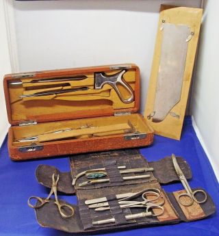 Late 1800s Shepard & Dudley Medical Surgical Amputation Set In Alligator Leather