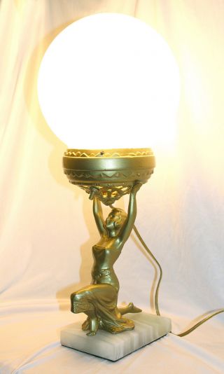 Vintage Art Deco Egyptian Revival Figurine Lamp - 1920 