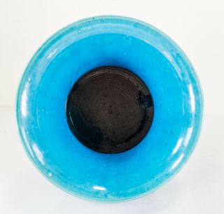 Antique Chinese Ming Style Zun Shaped Bright Blue Turquoise Glazed Vase Crackle 5
