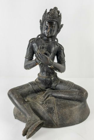 Antique Chinese Tibetan Bronze Buddha Avalokiteshvara Bodhisattva Guanyin Figure