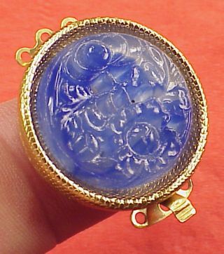 Vintage 26mm Necklace Clasp Lapis Lazuli Glass Connector 3 Str High Art Deco