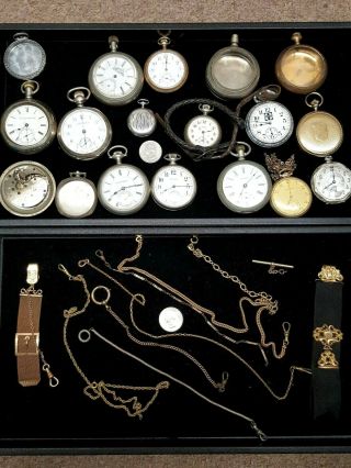 Antique & Vintage Pocket Watches & Fobs Some Gold - Filled