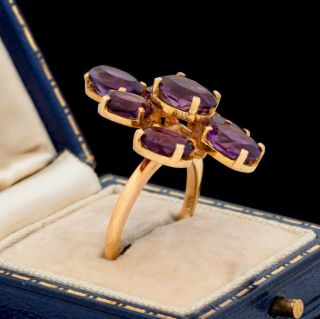 Antique Vintage Deco Retro 18k Yellow Gold 7.  14 Cts Amethyst Band Ring Sz 8.  5