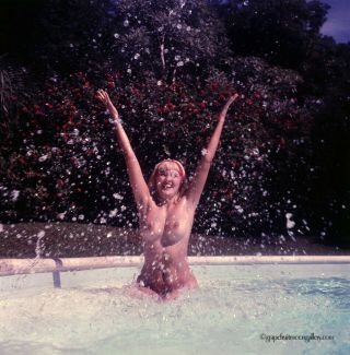 Bunny Yeager 1960s Camera Color Transparency Pretty Nude At Outdoor Miami Pool