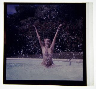 Bunny Yeager 1960s Camera Color Transparency Pretty Nude At Outdoor Miami Pool 2