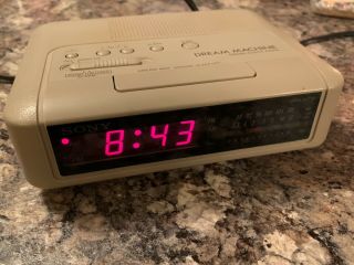 Sony Dream Machine Icf - C240 Am Fm Led Alarm Clock Radio Tan Beige