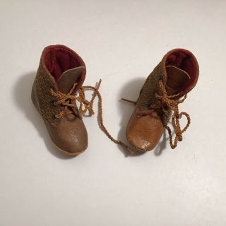 Antique Brown Leather Doll Boots