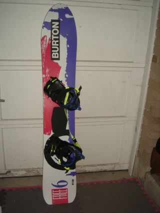 Vintage Minty Burton 6 Snowboard With Og Bindings N Leash