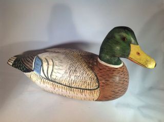 Painted Wood Male Mallard Duck Decoy W/glass Eyes