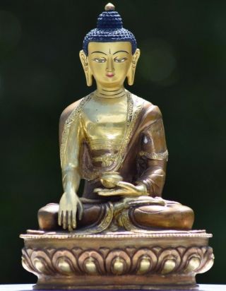 Antique Tibetan Nepalese Buddha Tara Gilt Bronze Gold Hand Painted Statue Tao