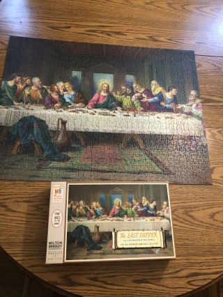 Vintage 1965 Milton Bradley The Last Supper 1000 Pc Jigsaw Puzzle Complete