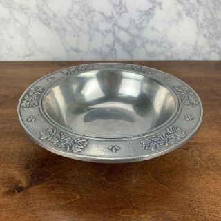 Vintage Wilton Pewter Dish Bowl Mount Joy Leaf Pattern