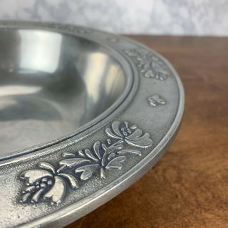 Vintage Wilton Pewter Dish Bowl Mount Joy Leaf Pattern 3