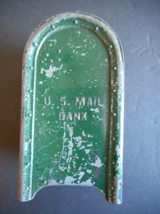 VINTAGE ANTIQUE US Mail Box Bank Cast Iron With Key 2