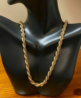 Vintage Monet Twisted Rope Gold Tone Chain 22 " Necklace G16