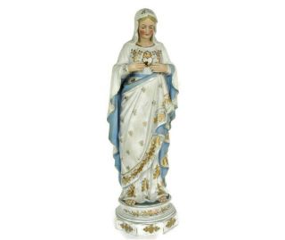 Antique Porcelain Bisque Statue Virgin Mary Our Lady Madonna Gorgeous 17.  51