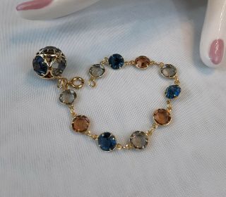 Unique Vintage Glass Ball & Links Bracelet 6.  75 