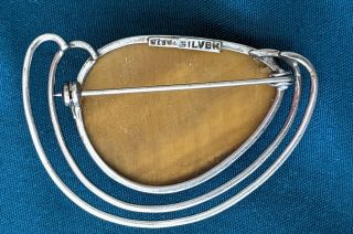 Vintage Sterling Tiger Eye Brooch Pin,  Modernist Design,  Signed Zeeta. 3