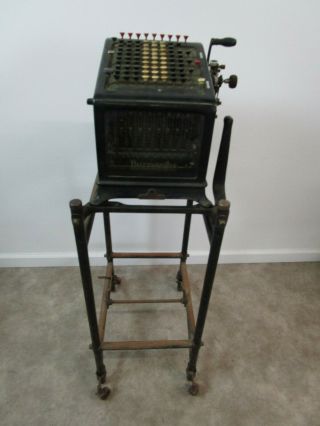 Antique Burroughs No 9 Adding Machine Vintage Cpa,  Bank,  Business Display Stand