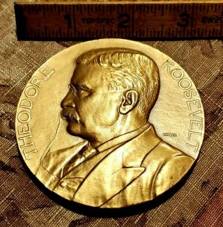 Vtg Antique 1905 Theodore Roosevelt Inaugural Medal - President Token Badge Bronze
