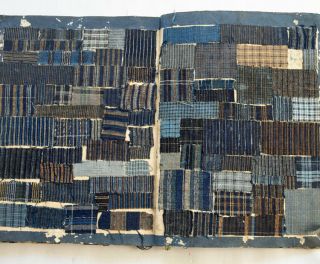 1850s Edo Era Japanese Textile Sample Book Striped Indigo Cotton Fabric Swatches 5
