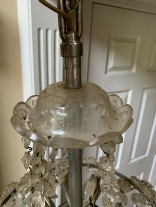 Antique French Petite Crystal Beaded Chandelier Parts Restore 4