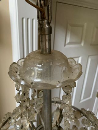 Antique French Petite Crystal Beaded Chandelier Parts Restore 5