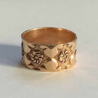 Antique 9ct Rose Gold Wide Wedding Band Ring 4.  58g Size R