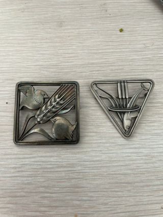 2 George Jensen Sterling Vintage Pins