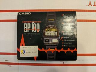 Casio Vintage Mens Wrist Watch Bp - 100 Blood Pressure Monitor Nos
