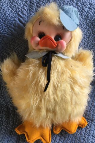 Vintage Rubber Face Rushton Duck Large Size - With Orig Cap & Collar