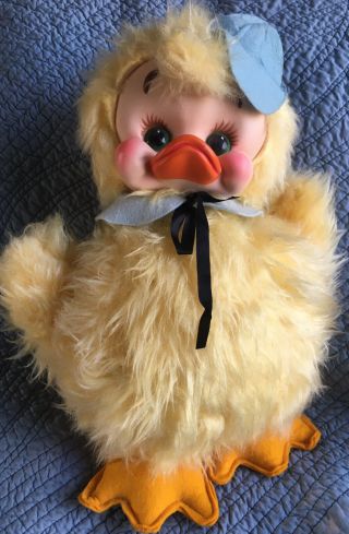 Vintage Rubber Face Rushton Duck large Size - with Orig Cap & Collar 4