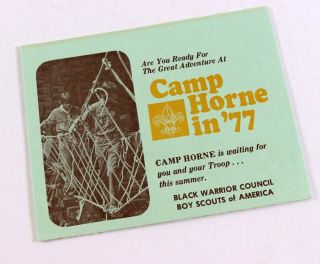 Vtg 1977 Camp Horne Black Warrior Council Pamphlet Boy Scout Of America Bsa