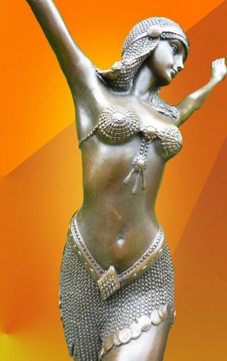 Art Deco Bronze Statue Dancer Palmyra Signed Chiparus Figure Hot Cast Figurine