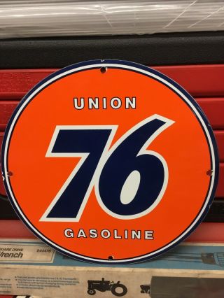 Vintage Metal Porcelain Union 76 Gasoline Pump Plate Sign