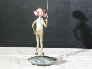 Vintage Malcolm Moran Bronze Sculpture Little Girl & Balloon 2