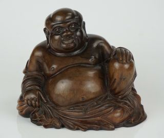 Good Quality Chinese Antique Wood Carving Figure Of Laughing Buddha