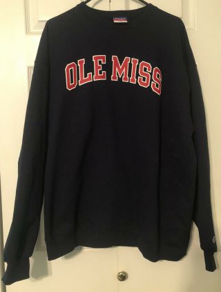 Vintage Ole Miss Rebels Mississippi Champion Sweatshirt Pullover Crew Xxl 2xl