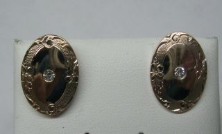 Victorian Antique 14k Rose Gold.  15 Ct.  Old European Diamond Ear Wire Earrings