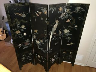 Vintage Asian Chinese Screen Room Divider 4 Panel