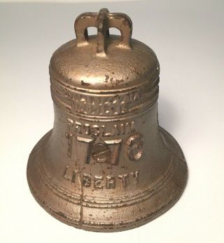 Vintage Coin Bank Old Liberty Bell Cast Iron 1776 Proclaim Liberty