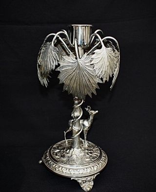 Wmf Silver Plated Candlestick Art Nouveau,  ”oasis”.  Hallmarked Genuine1895 - 1900