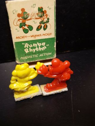 Vintage Disney Mickey And Minnie Mouse " Rumba Rhythm " Magnetic Action Toy