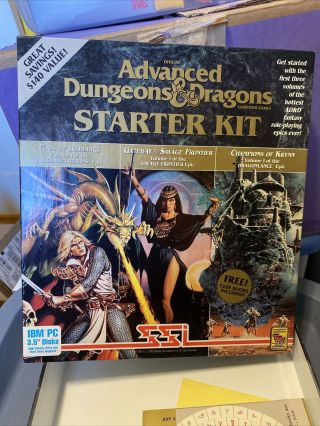 Vintage Ssi Ad&d Dungeons Dragons Starter Kit 1992 Big Box Pc Game 3.  5 " Disk