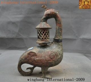 Shang Dynasty Bronze Ware Animal Phoenix Bird Statue Palace Lantern Candlesticks