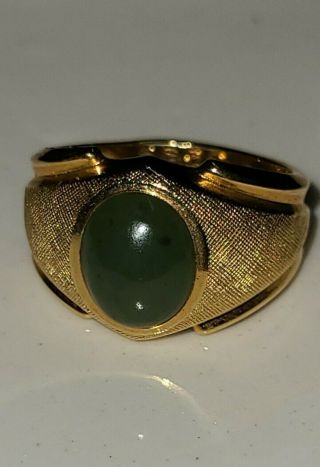 Vintage Espo 10k Gold Filled Jade Green Stone Ring Size 7