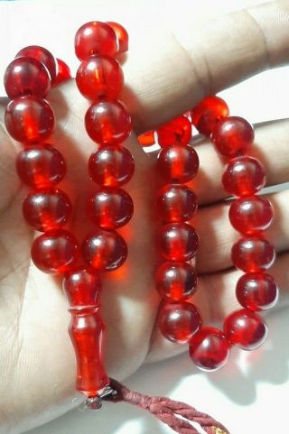 Antique German Misky Bakelite Cherry Amber Prayer Tasbih Beads 51.  9 Gram