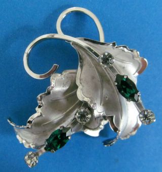 Bond Boyd Signed Vintage Sterling Silver Brooch With Green Stones.
