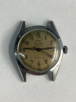 Vintage Ww2 Era Military Style Zodiac Incasecurit Hermetic 17j Swiss Watch