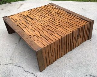 Percival Lafer Mcm Brazilian Brutalist Rosewood Coffee Table 43x41x13.  5”